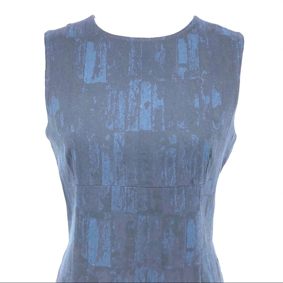 MM Lafleur Blue Black Brush Jaquard Shift Dress - Picture 3 of 7